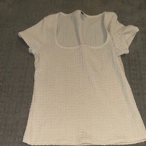 Old Navy Cream Smocked Short Sleeve T-Shirt